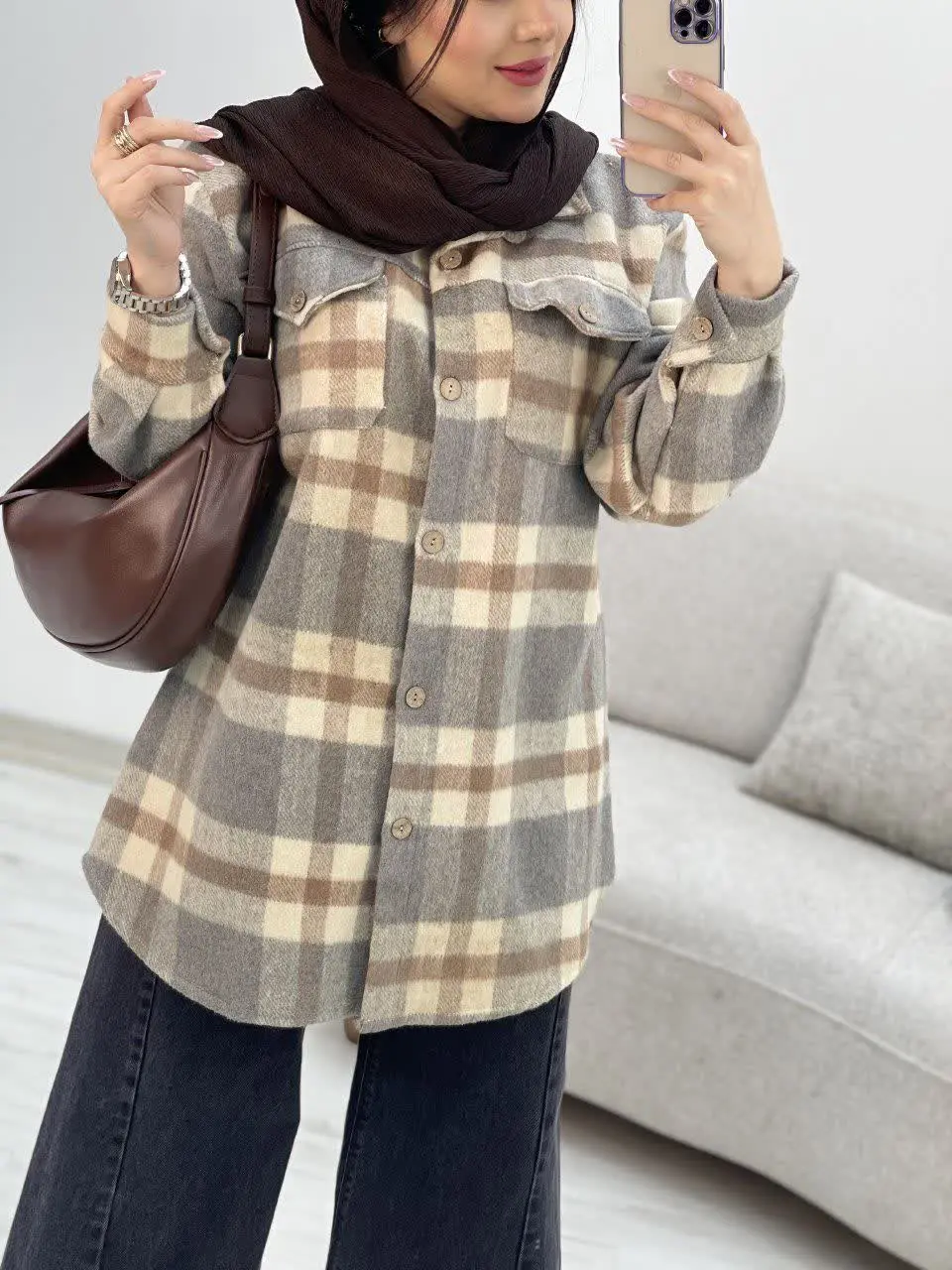 🛍نام: پالتو چهارخونه نیاز🍂