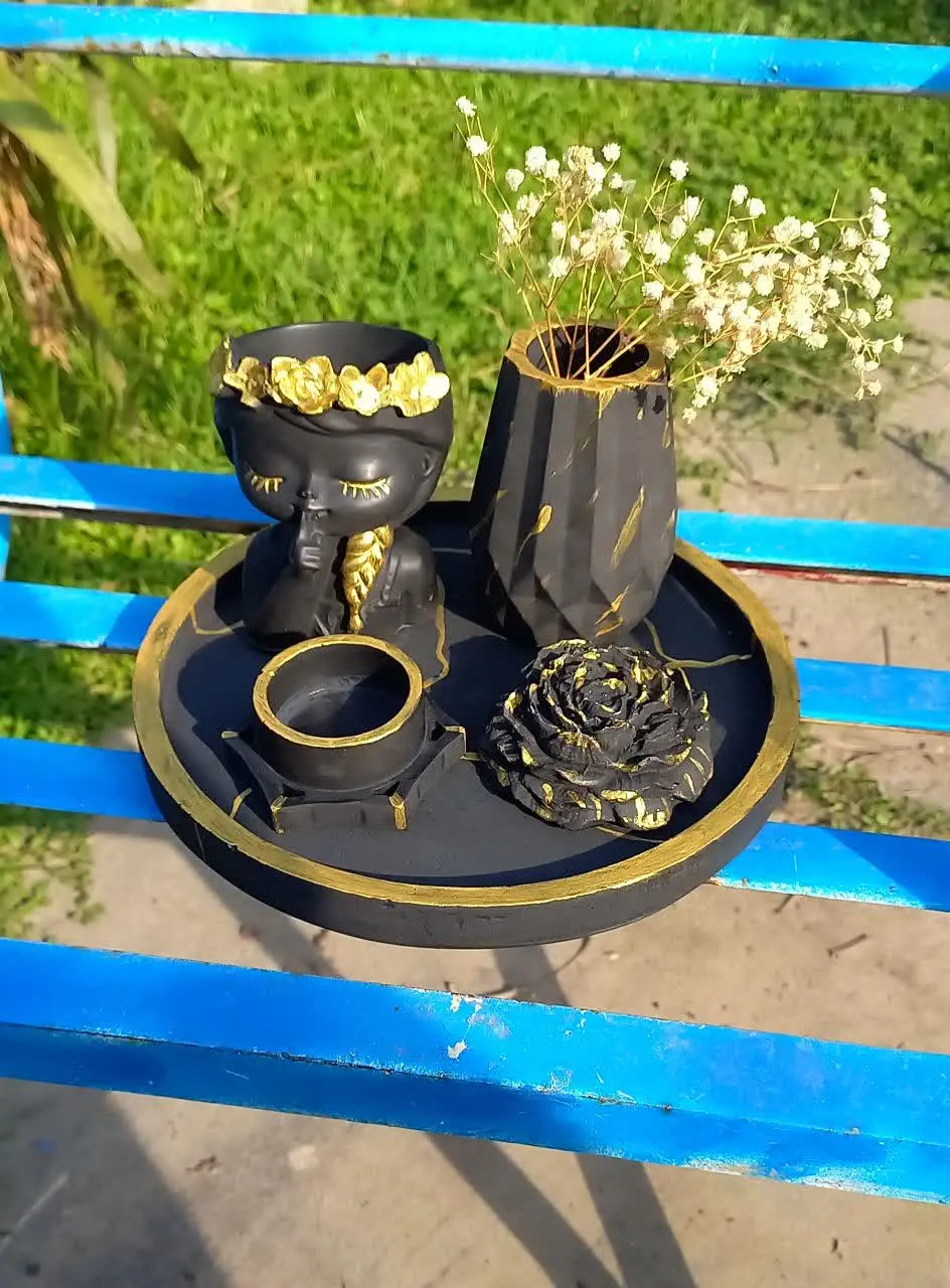 🔆ست گلدان مشکی طلایی🔆
