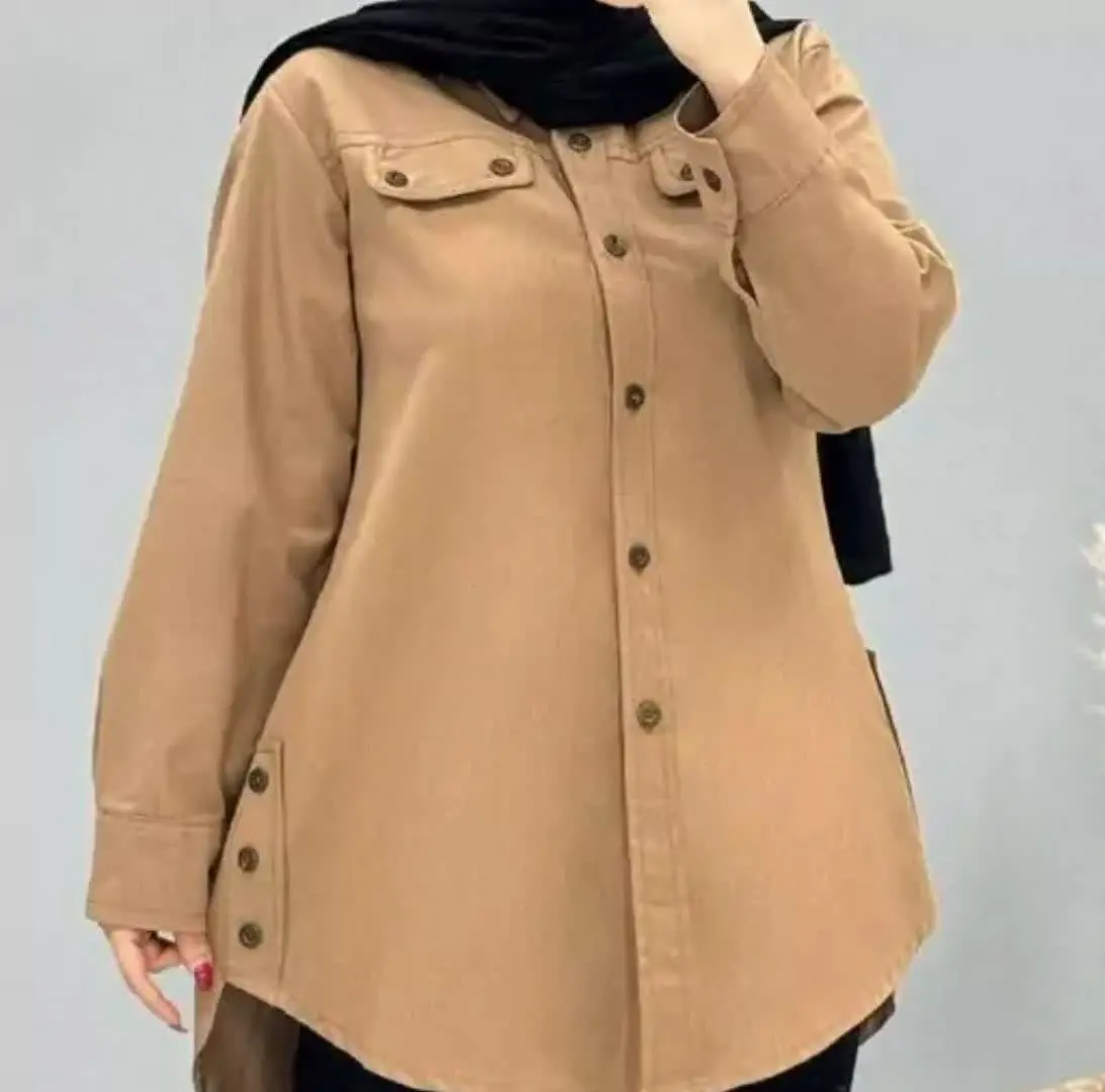 مانتو بغل دکمه کتان ۱۰۴۶