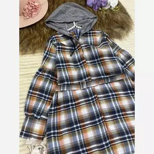 💫 مانتو چهارخونه کمربنددار