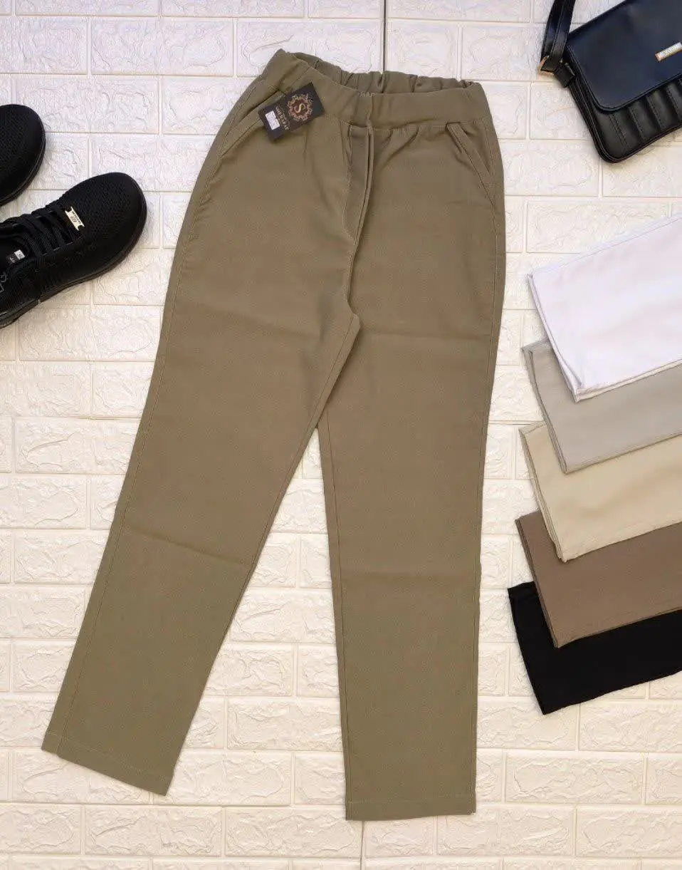 شلوار راسته کتان کش
