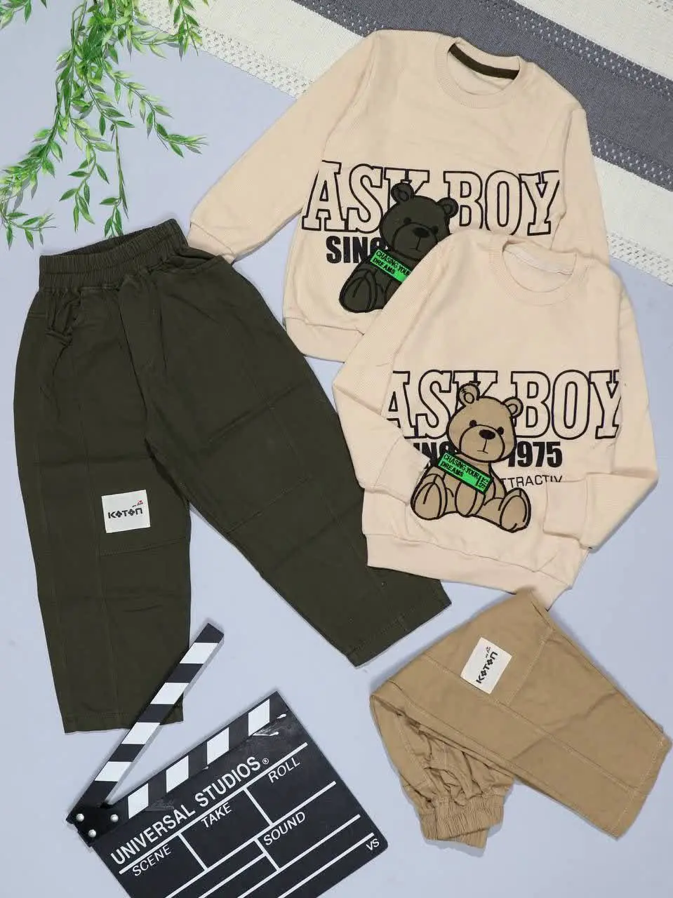 👫بلوز و شلوار پسرانه کتان خ...