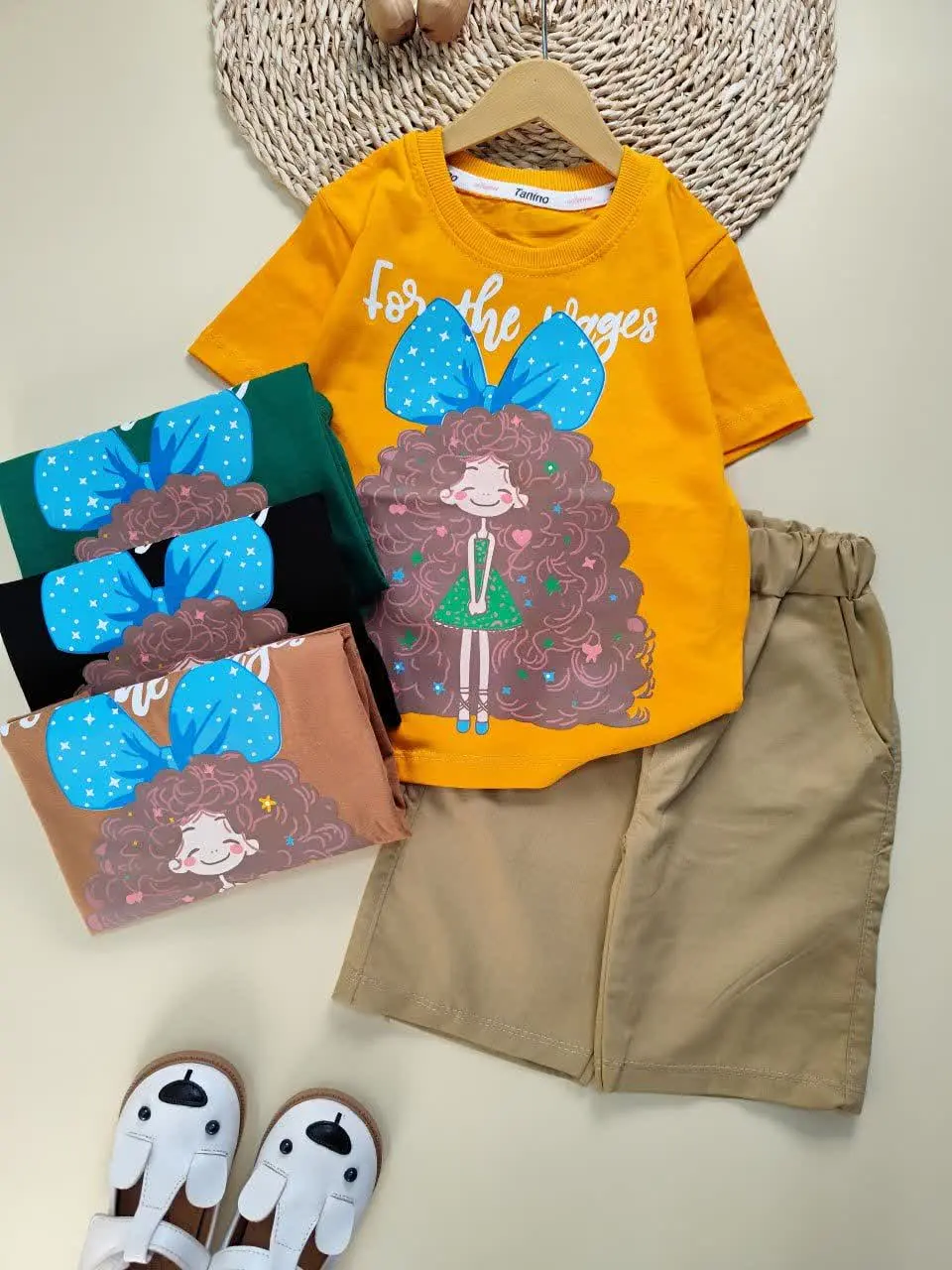 تیشرت شلوار پرنسس مو فرفری
