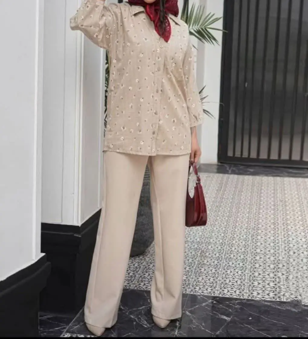 🔹نام: ست شومیز شلوار گل گچی