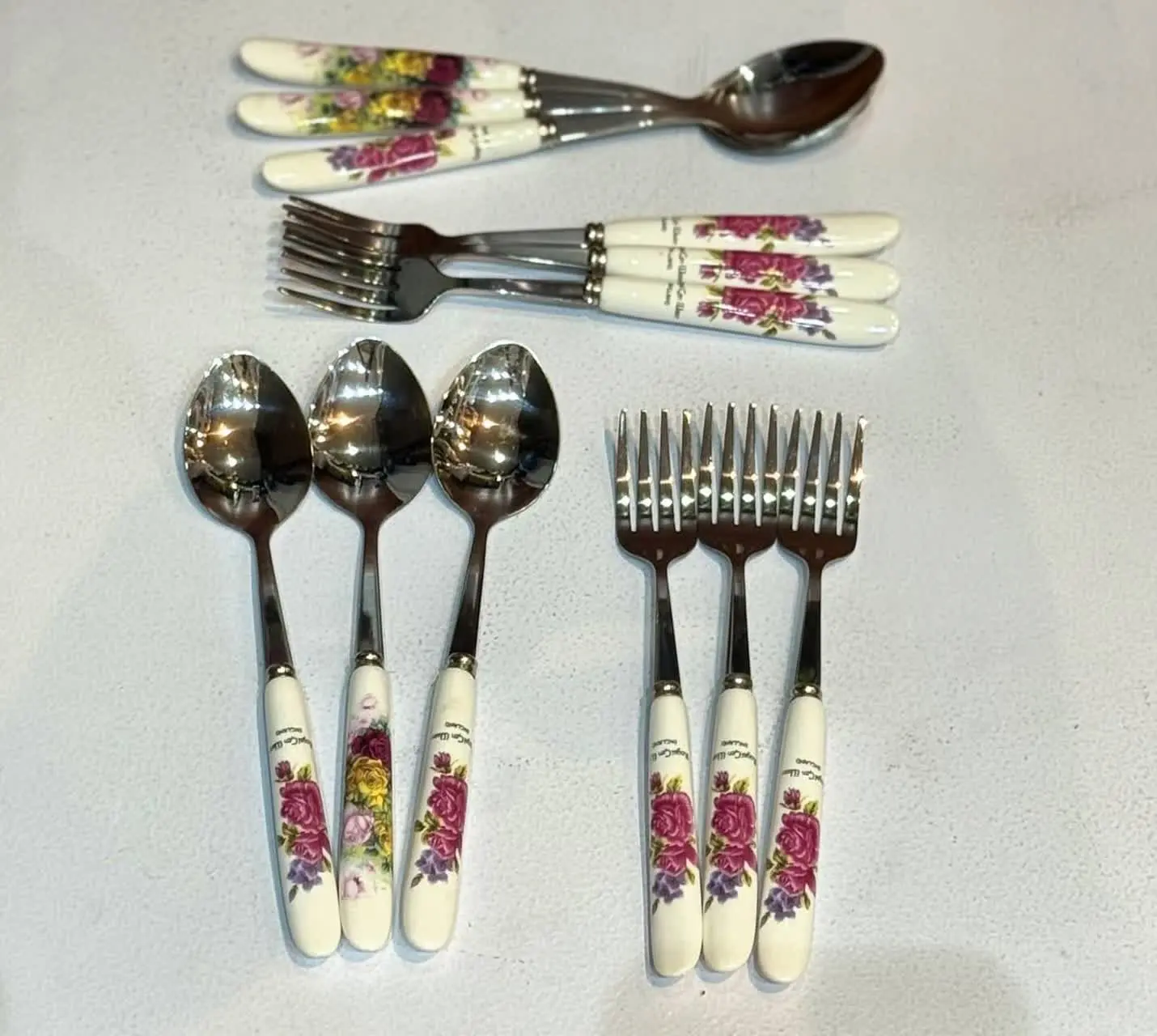 🌸 قاشق چنگال سرامیکی گلدار🌸