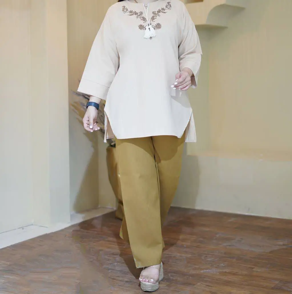 💞ست یقه کوبایی گلدوزی شده شیک💞
