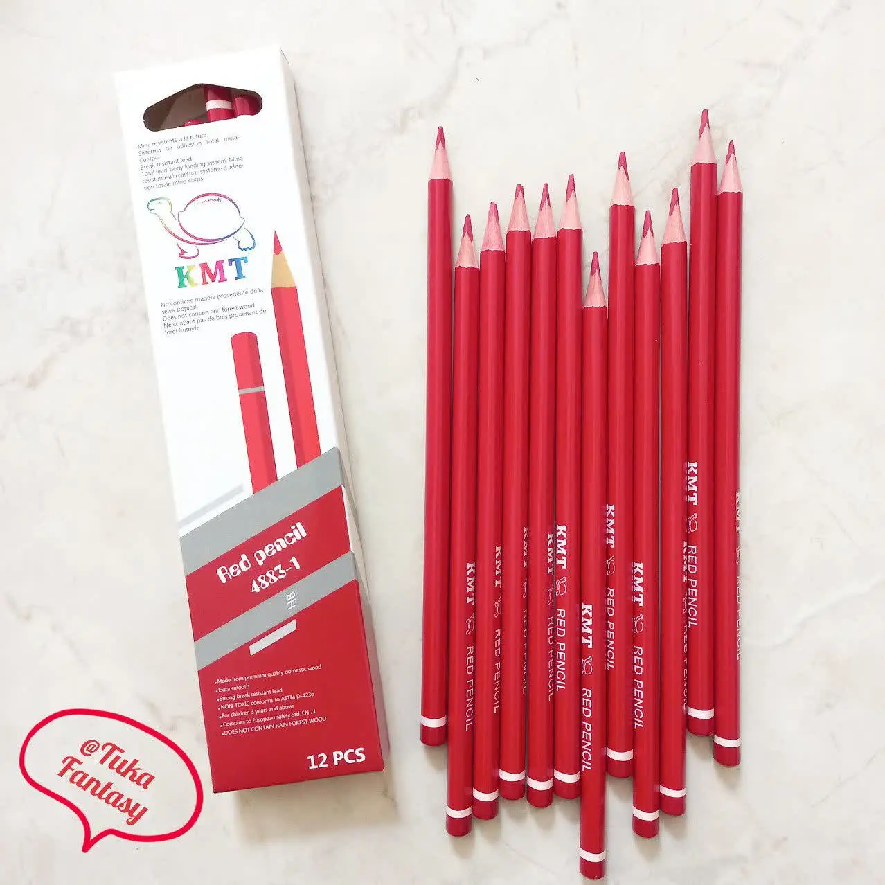 مداد قرمز ۳ گوش مارک KMT
