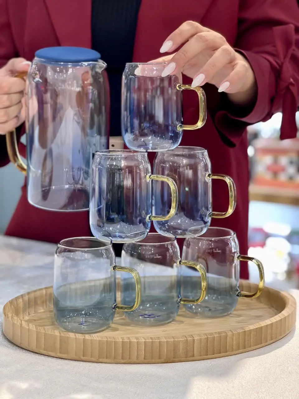 پارچ و لیوان پیرکس رنگی Lueray
