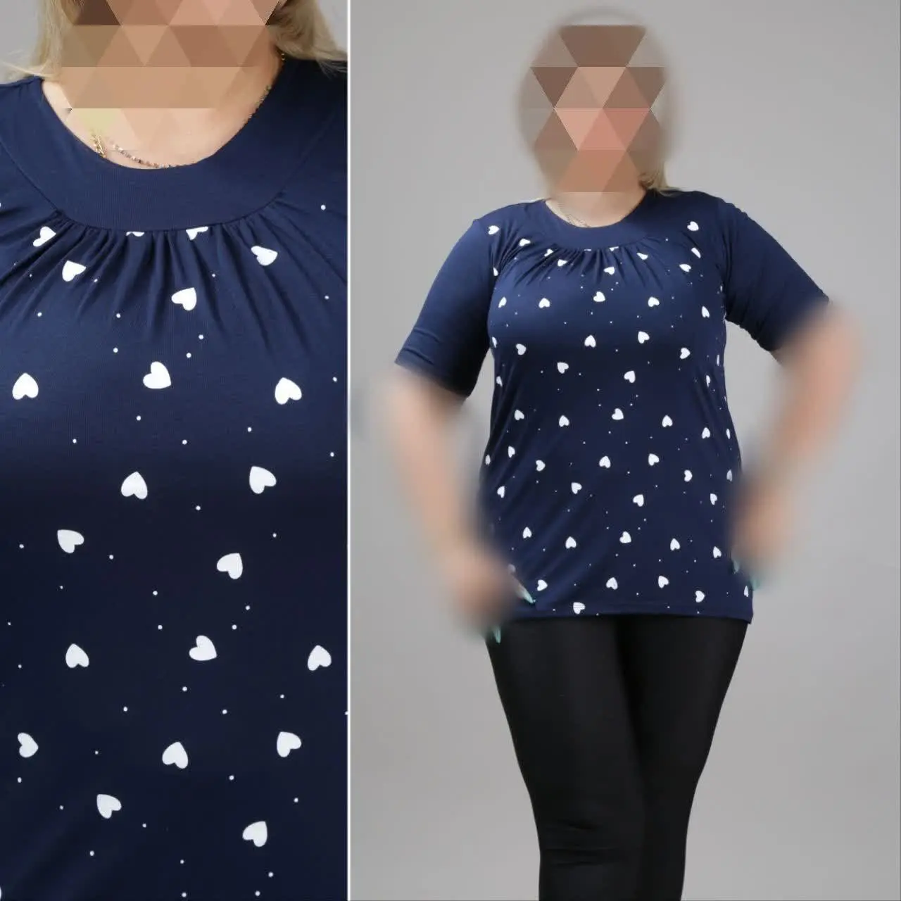 تیشرت یقه چین تمام چاپ قلب...