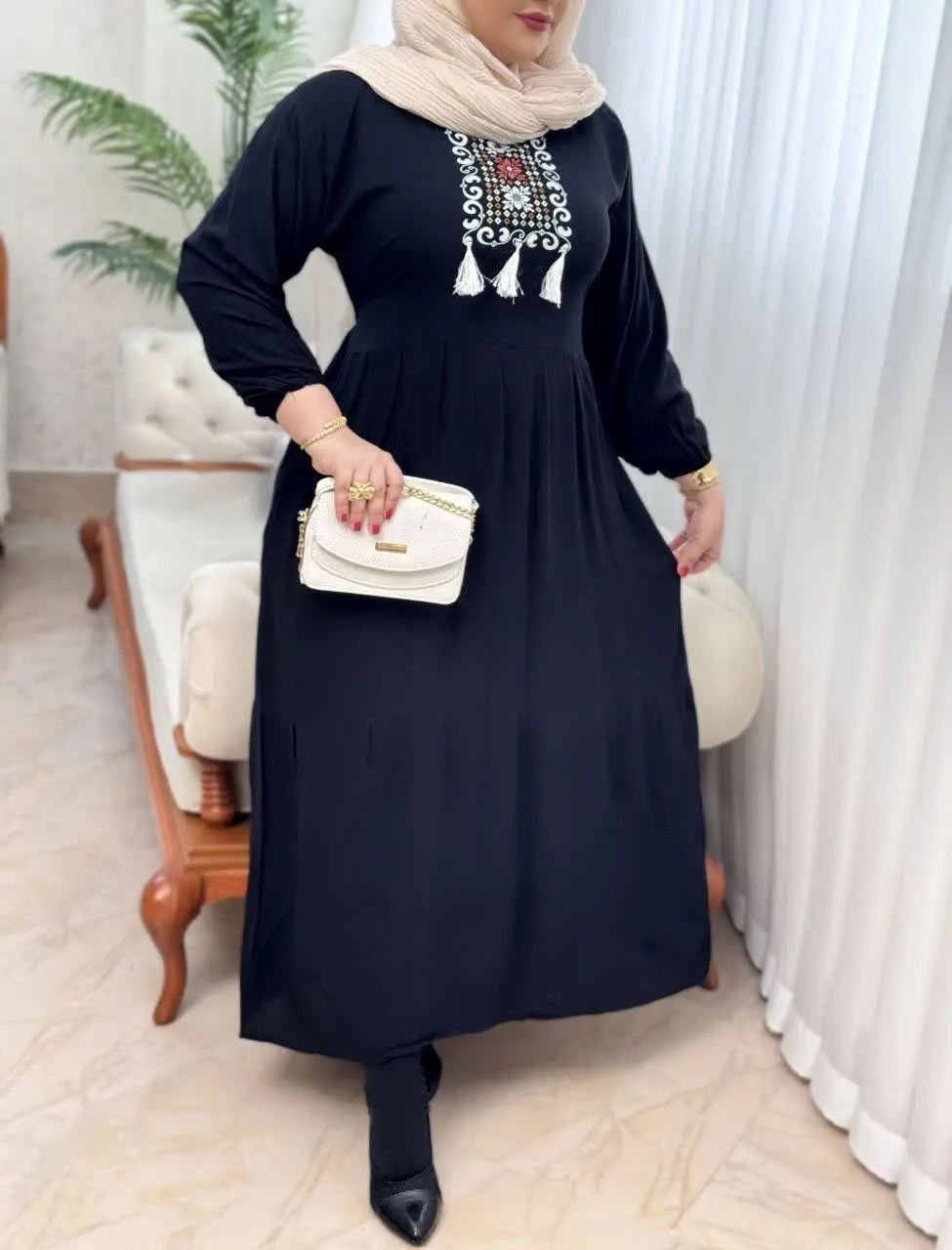 ✌️نام: پیراهن نخی مشکی جلو...