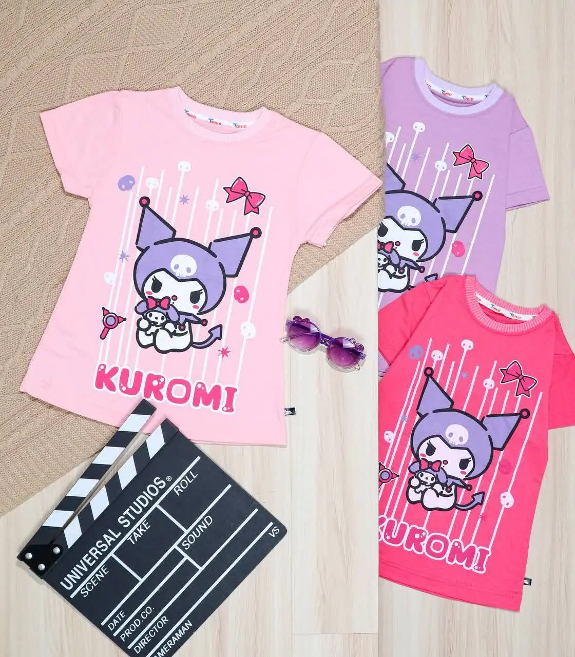 👫تیشرت دخترانه چاپ کرومی و پاپیون👫
