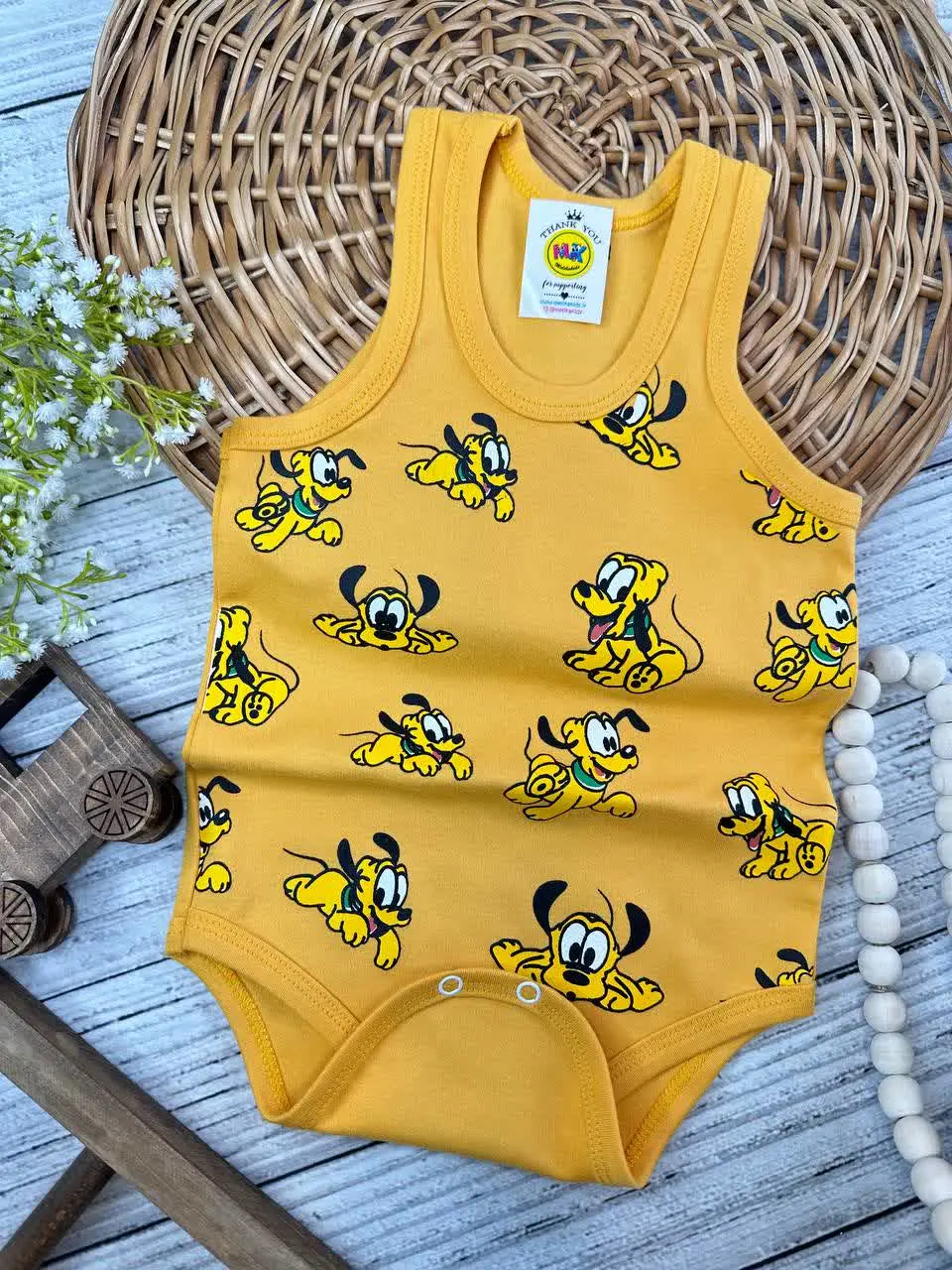 بادی زیردکمه طرح هاپو گوفی خردلی نوزادی و کودک کد ۱۱۸۰۸۶ 
