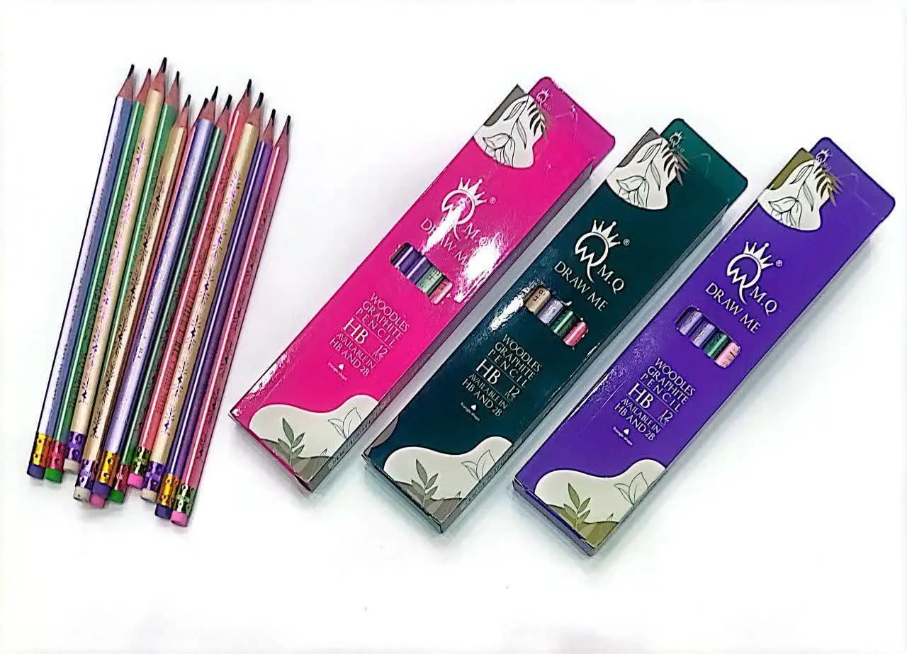 مداد مشکی سه گوش پاکن دار ام کیو H۱۴
