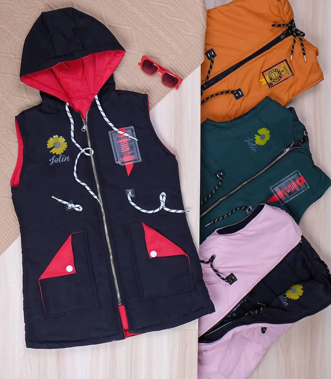 👫پافر کلاهدار چاپ گل بابونه👫
