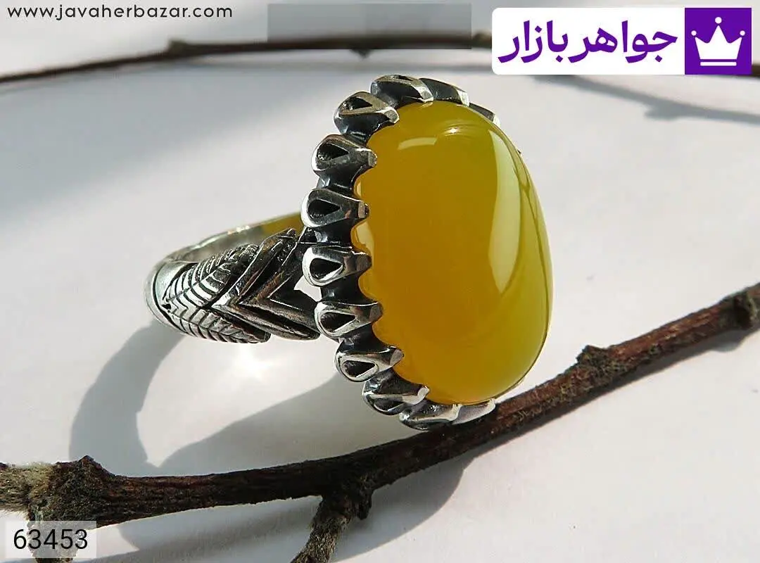 انگشتر نقره عقیق زرد اسپرت...