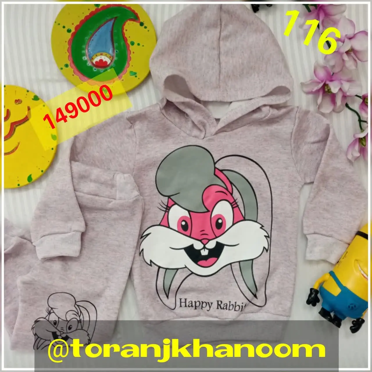 کد:۱۱۶ هودی دخترانه طرح خرگوش
