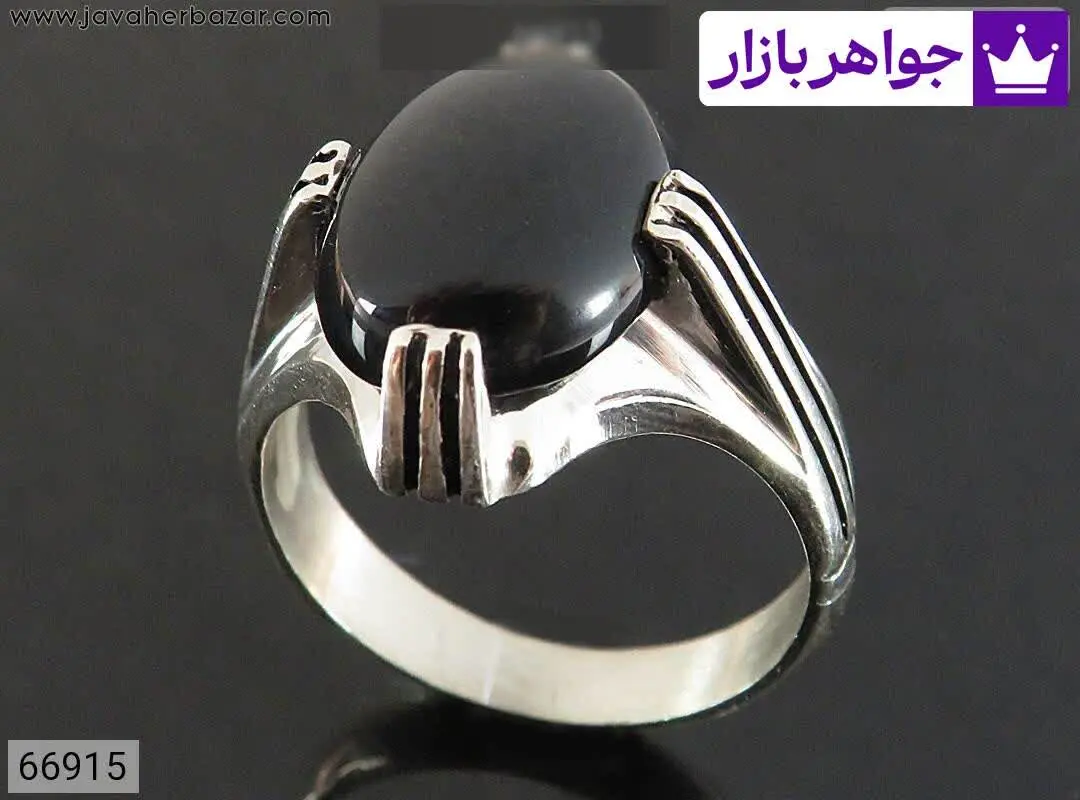 انگشتر نقره عقیق سیاه کلاسی...