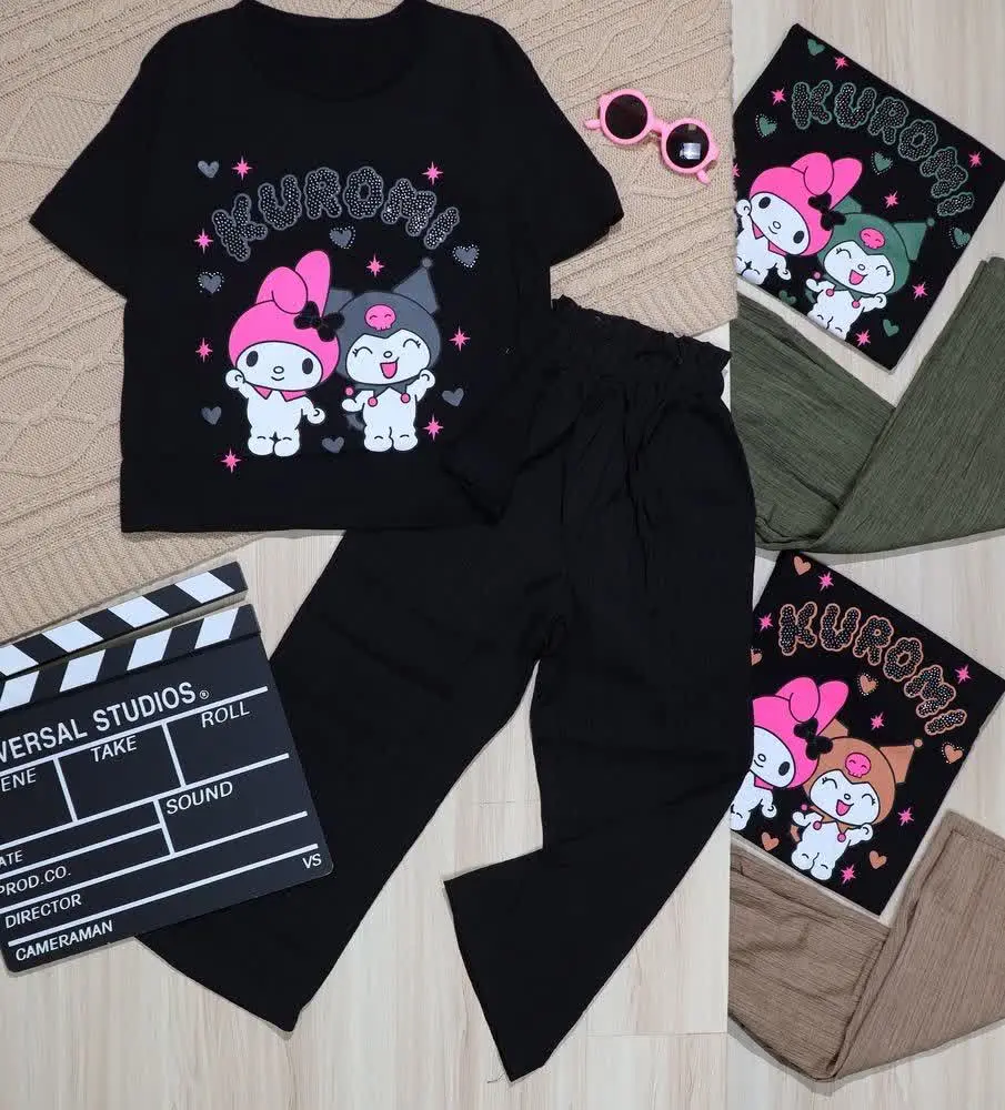 👫تیشرت و شلوار پنبه/کراش چاپ کرومی👫
