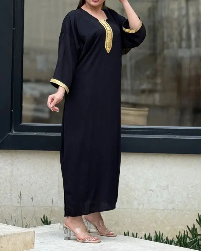 پیراهن نوارطلایی نخ ململ بیگ سایز ۶۹۳۳
