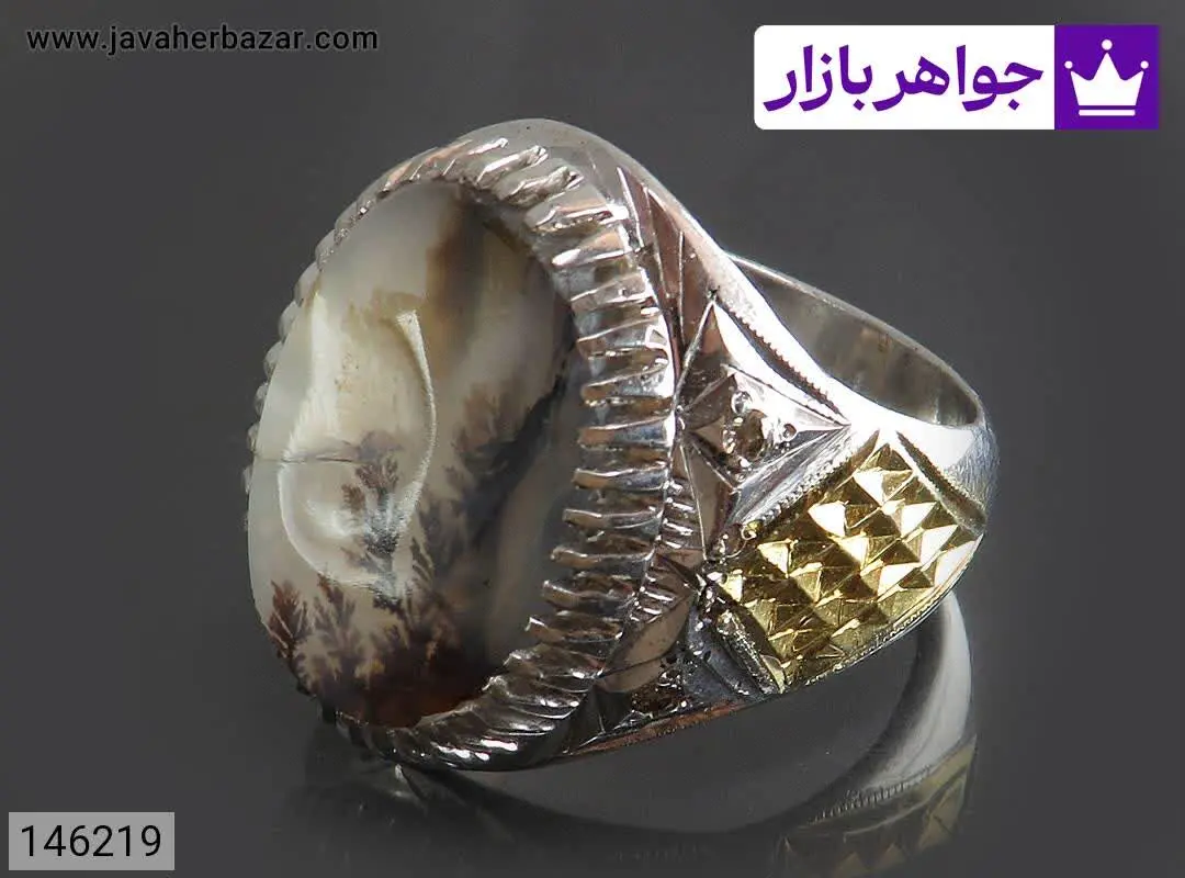 انگشتر نقره عقیق شجر طبیعی...