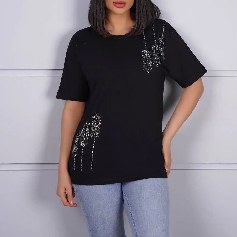 👚نام: #تیشرت تک نگین کاری شده خوشه‌ای
