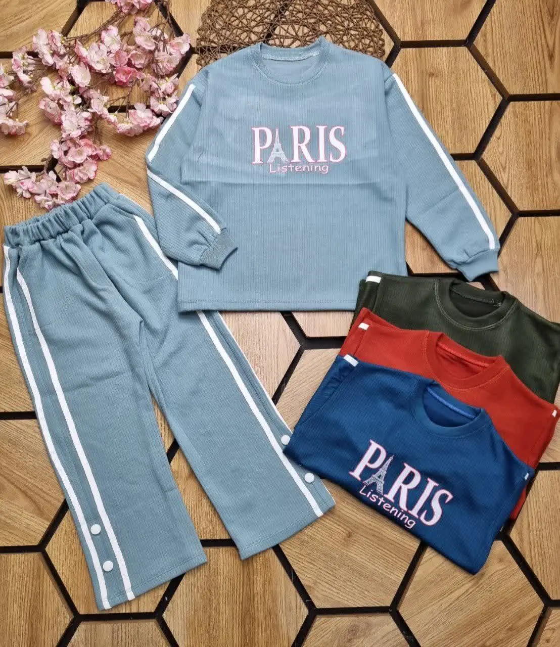 🌹بلوز با شلواربگ میله ای دخ...