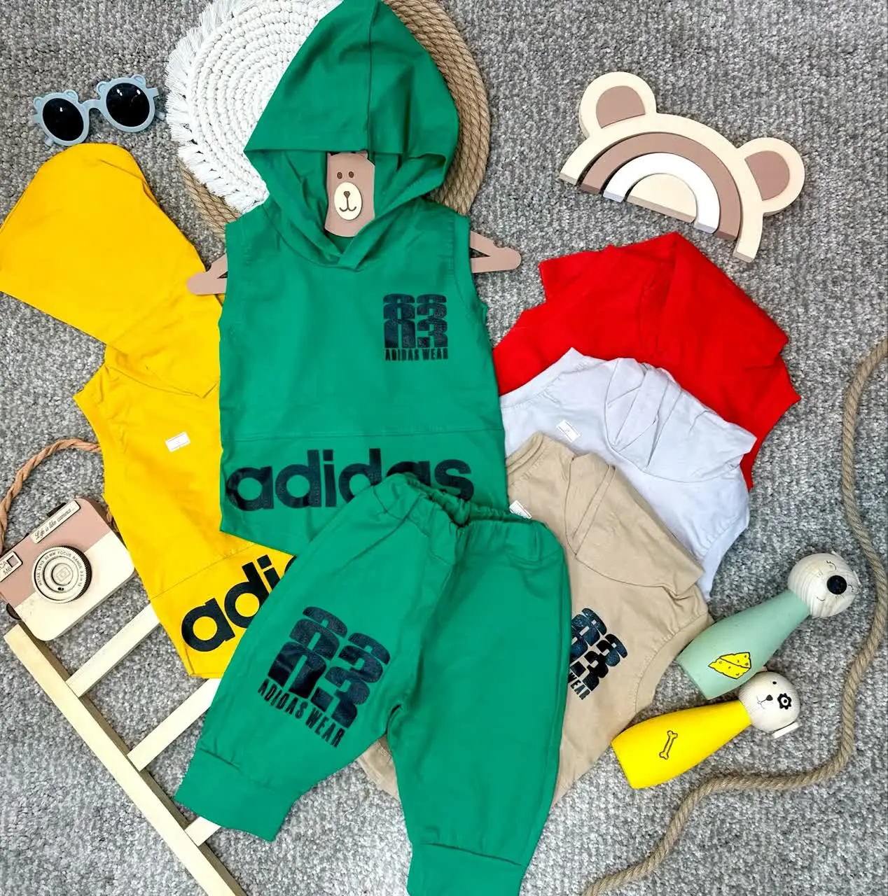 👫تاپ شلوارک پسرانه تمام پنبه لاکرا چاپ ورزشی ✅
