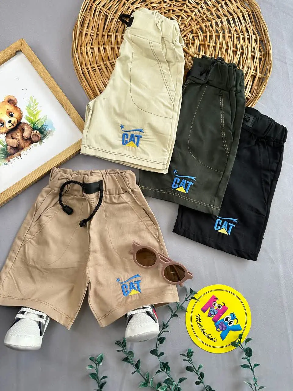 شلوارک طرح کتان CAT نوزادی و کودک کد ۱۲۰۲۹ 
