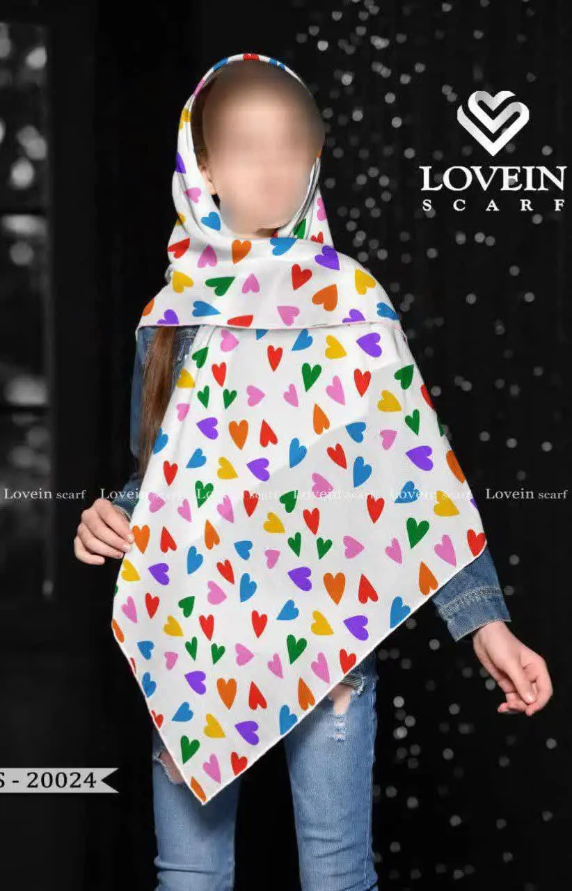 #روسری #دخترانه طرح قلب رنگی
