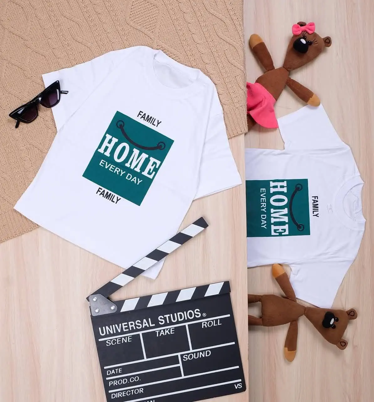 👫تیشرت سفید چاپ HOME سبز👫
