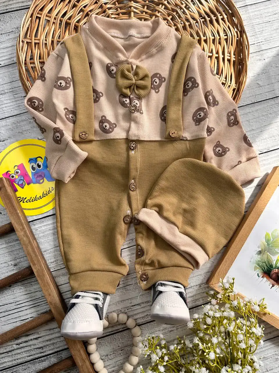 سرهمی پیشبندی تدی کبریتی نوزادی و کودک کد ۱۱۲۱۰۲ 
