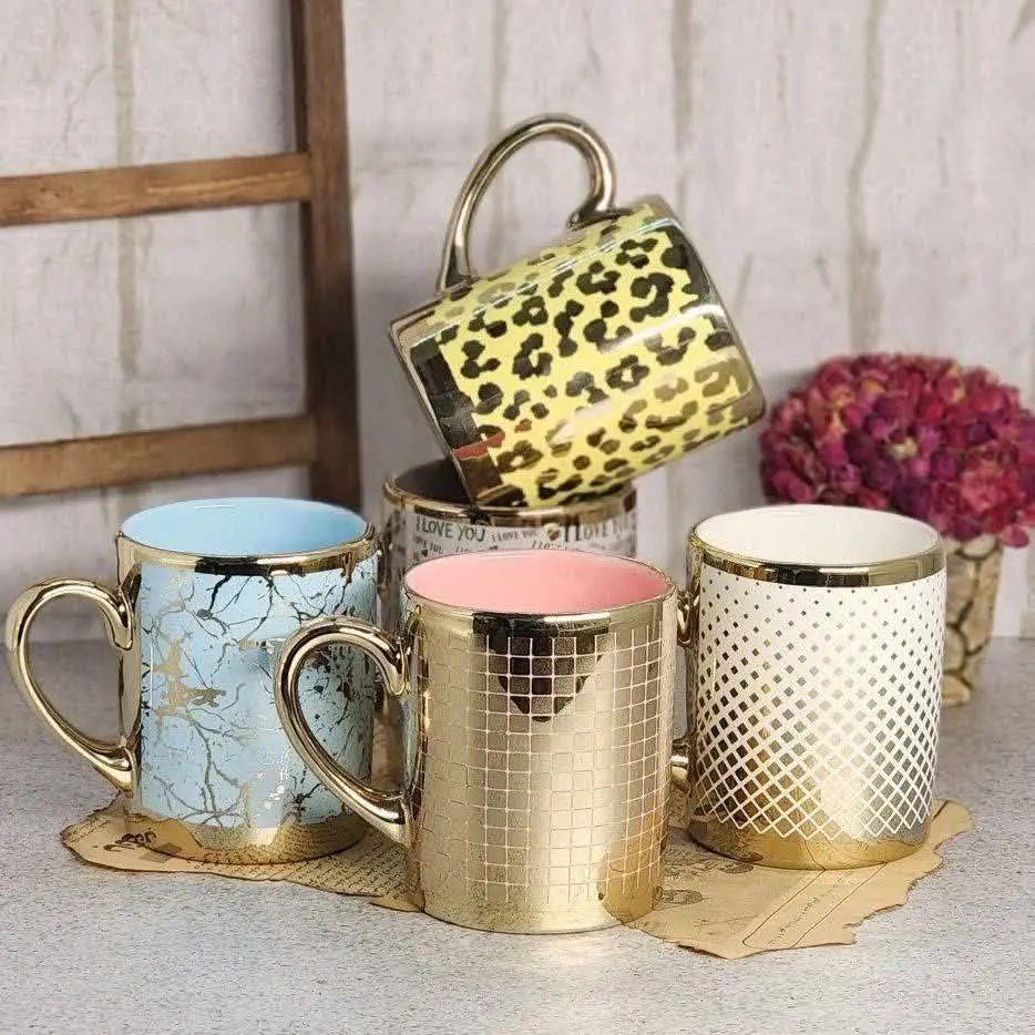 ⭐️ لیوان‌ کیودی رنگی طلایی سرامیکی SPD
