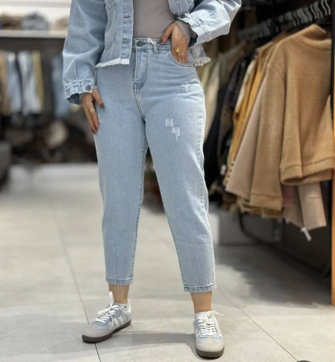 👗شلوار مام جین اصل با رنگ ه...