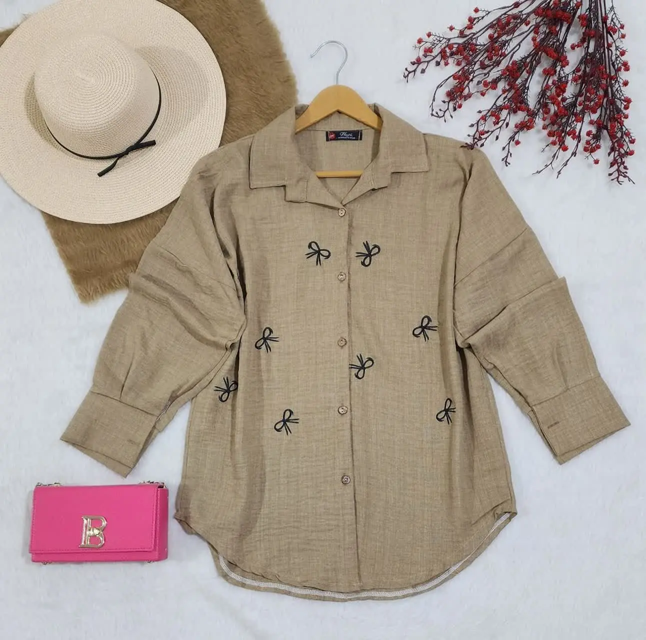 شومیز مانتویی گلدوزی پاپیون 😍