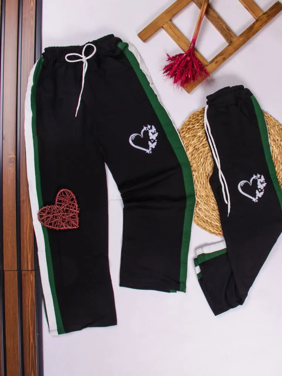 💢شلوار بغل نوار سبز سفید💢
