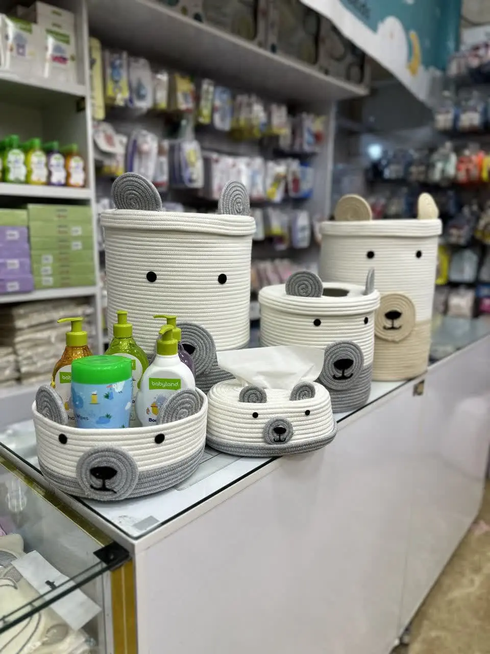 ست اکسسوری سبد شش تکه طرح خرس نوزادی و کودک کد ۶۱۰۰۰۸ 
