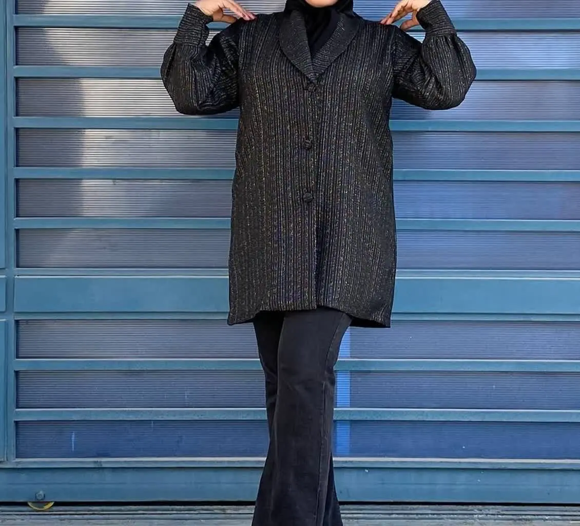 مانتو پاییزی دکمه دار مدل ن...