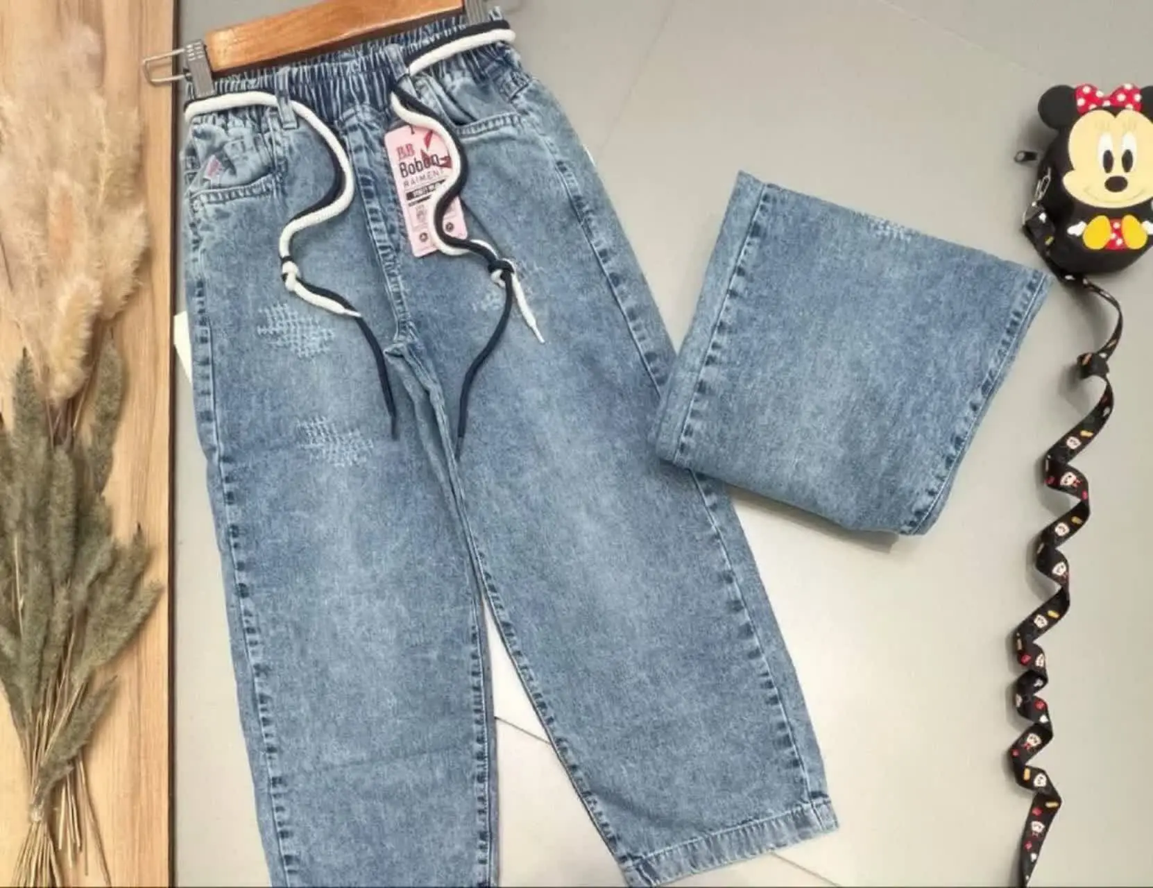 شلوار جین مام استایل با کیف...