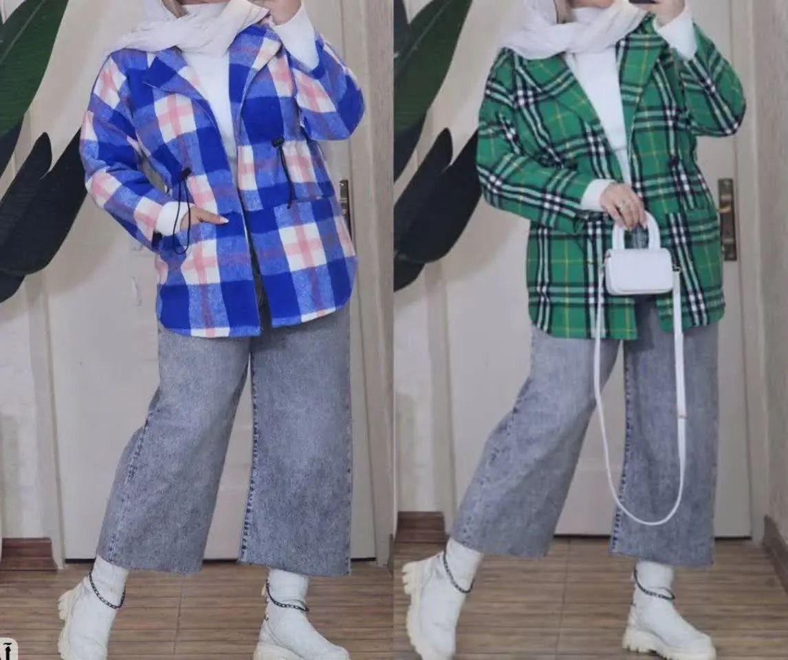 💞مانتو پالتویی چهارخونه شیک 💞
