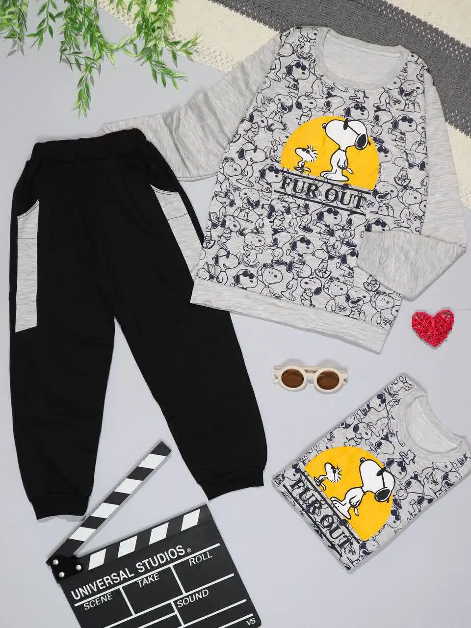 👫بلوز و شلوار ملانژ چاپ سگ...