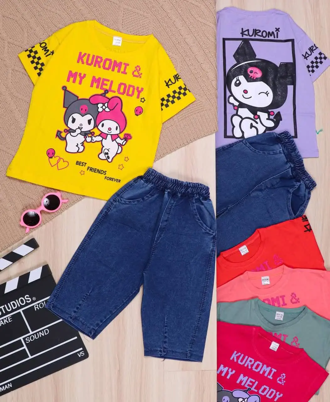 👫تیشرت و شلوارک جین چاپ کرومی MELODY👫
