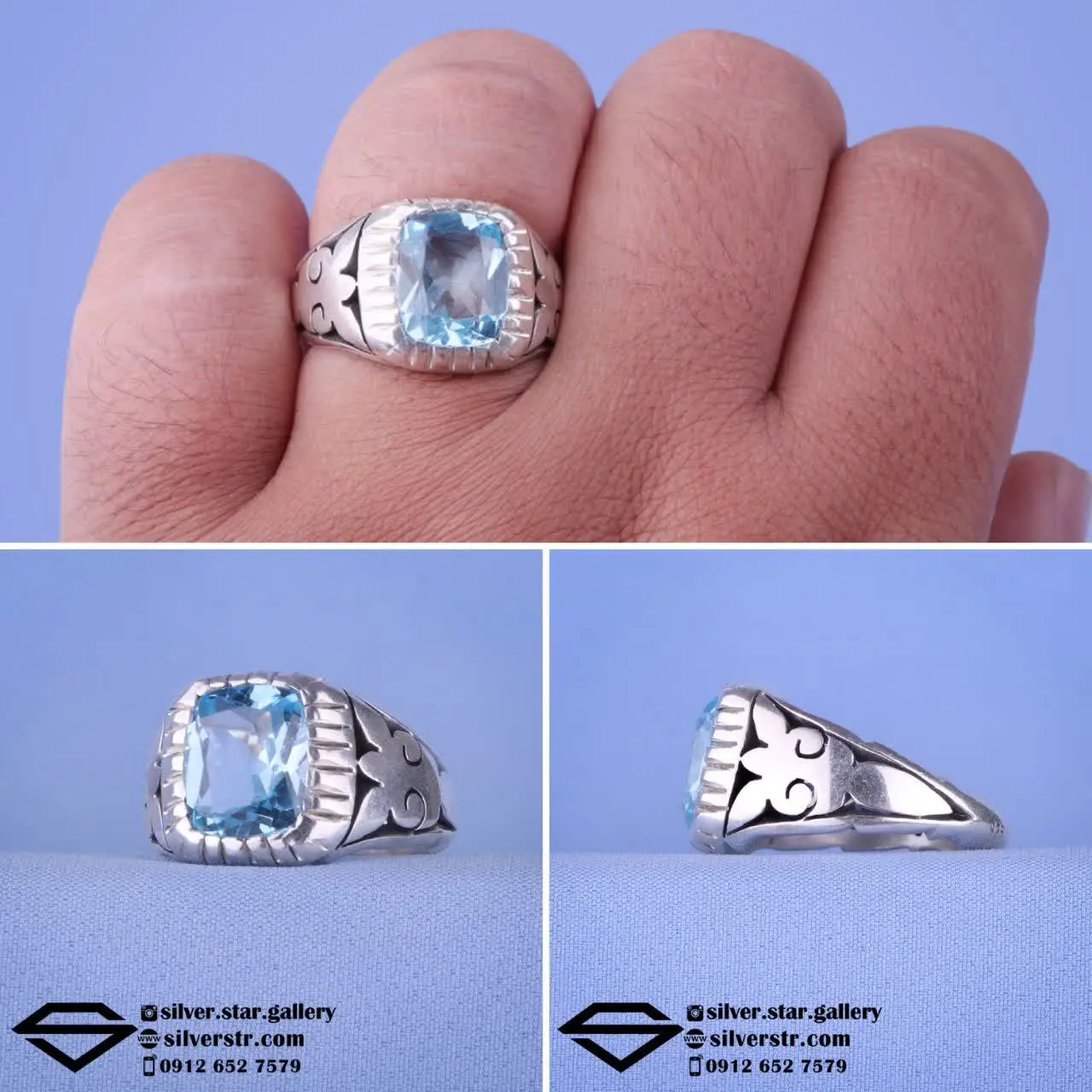 💎 انگشتر مردانه توپاز سوئیس...