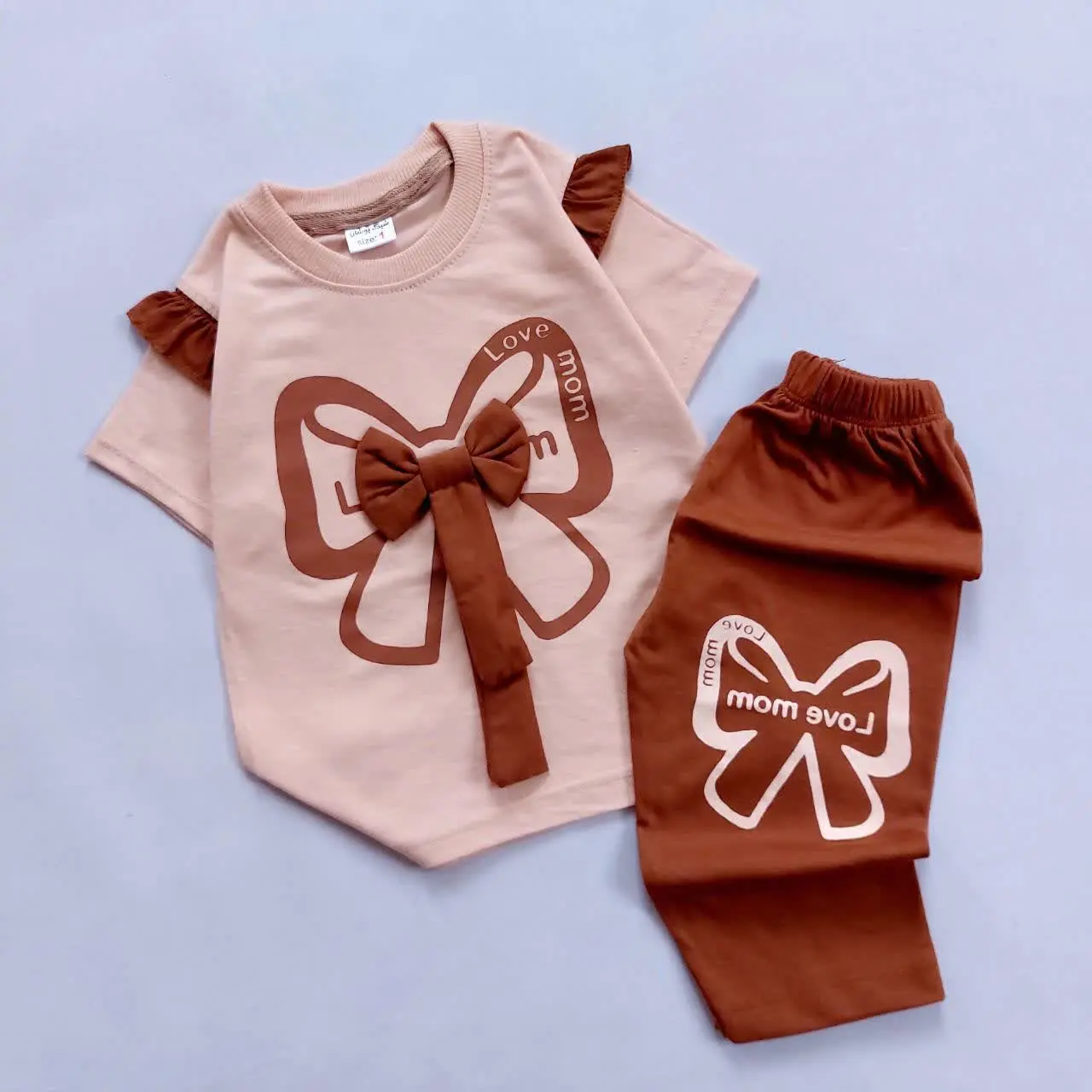 تیشرت شلوارک شکلاتی پاپیون 🎀
