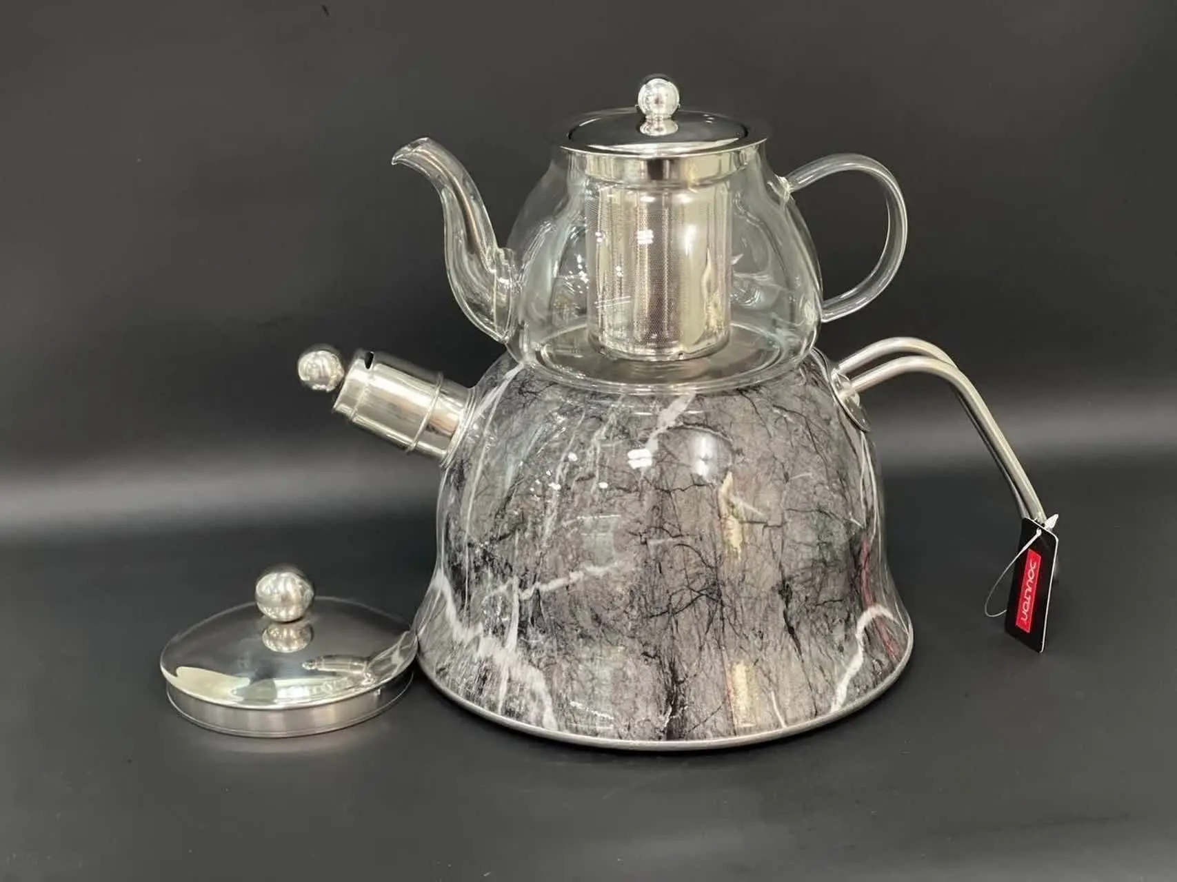 کتری قوری استیل طرح سنگی دا...