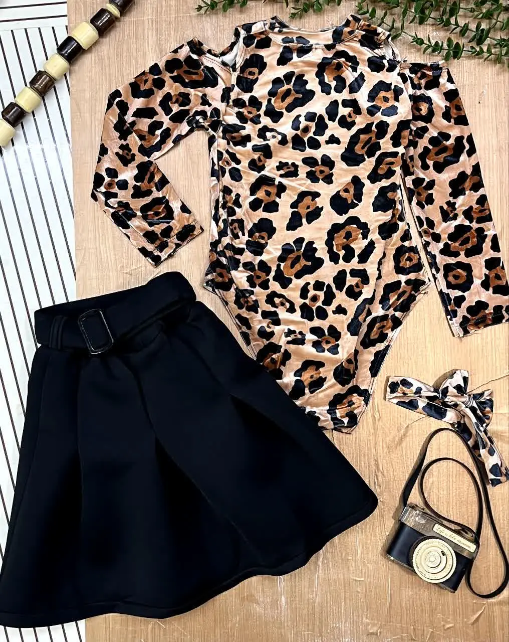 ست دخترانه ی بادی و دامن پلنگی