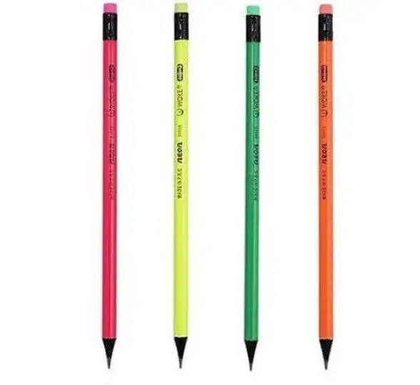 مداد مشکی فلورسنت بدنه مشکی پاکن دار سه گوش وک کد ۲۰۰۲۰
