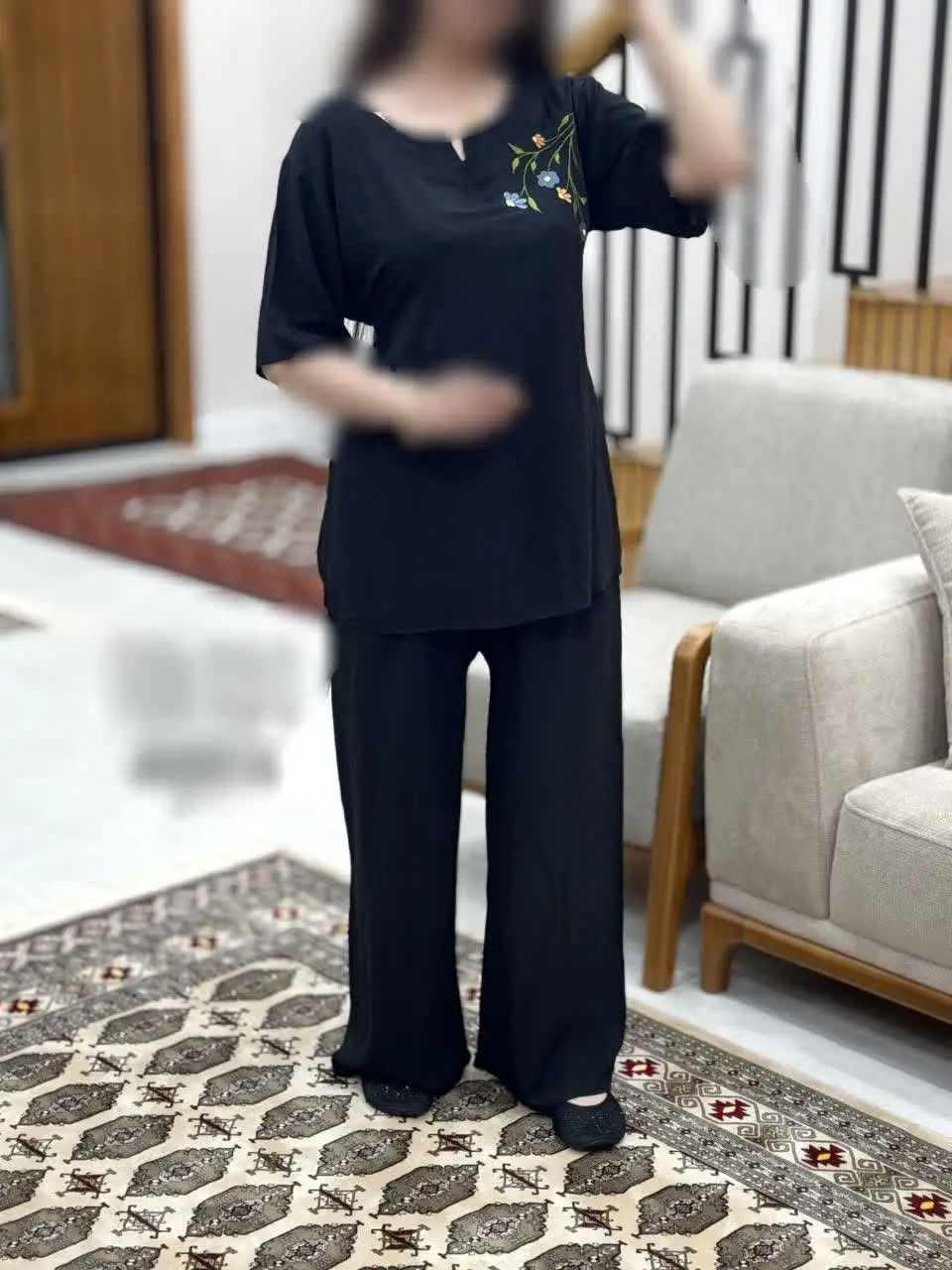 🌸 یه کار خنک و زیبا باگلدوزی زیبا با پارچه نخ خالص که قبل دوخت شسته شده و ابرفتش گرفته شده 
