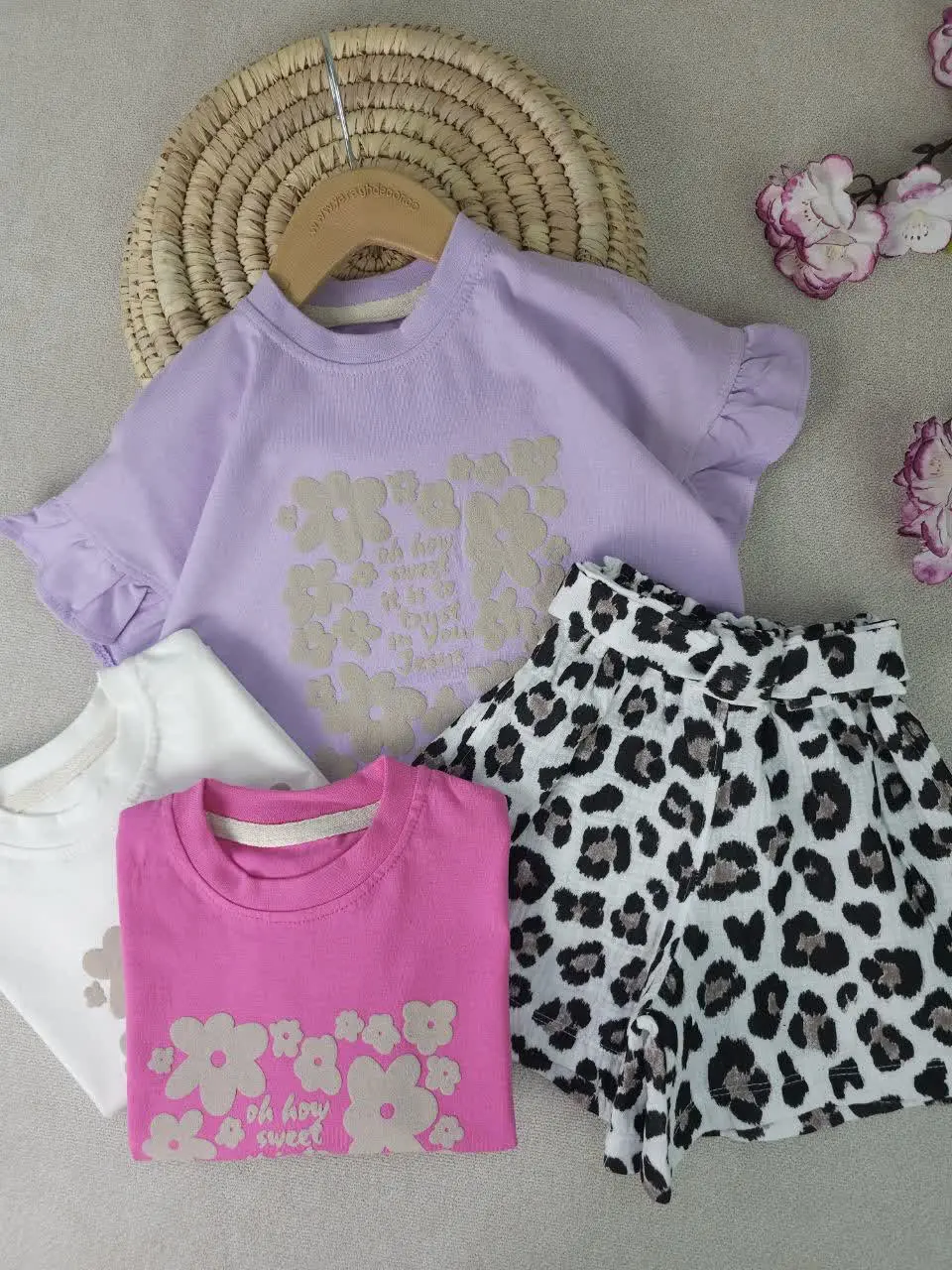 کراپ شورتک دخترانه گل پفکی
