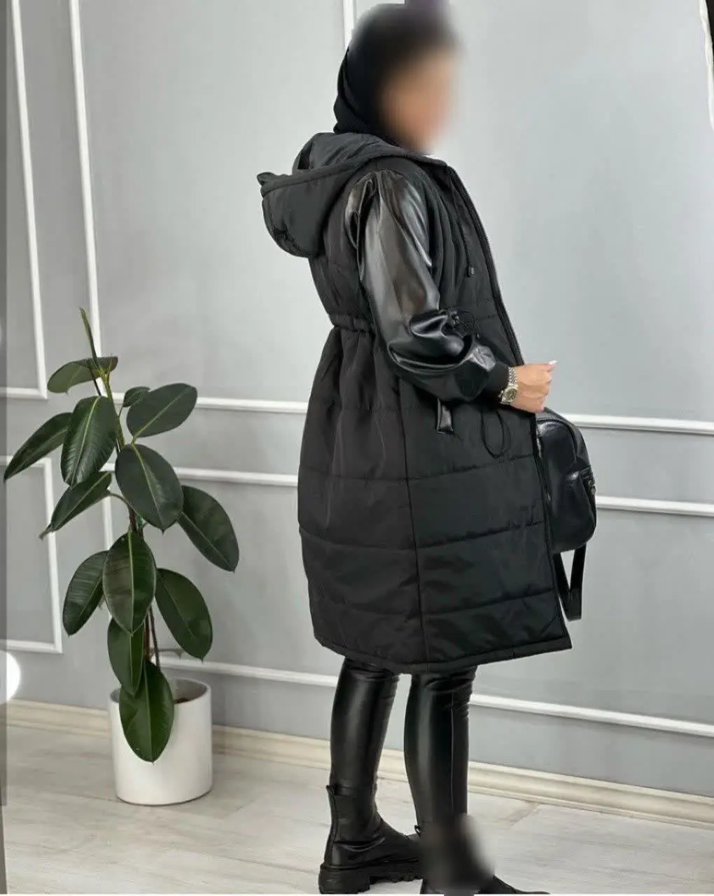 کاپشن آستین چرم نیکا