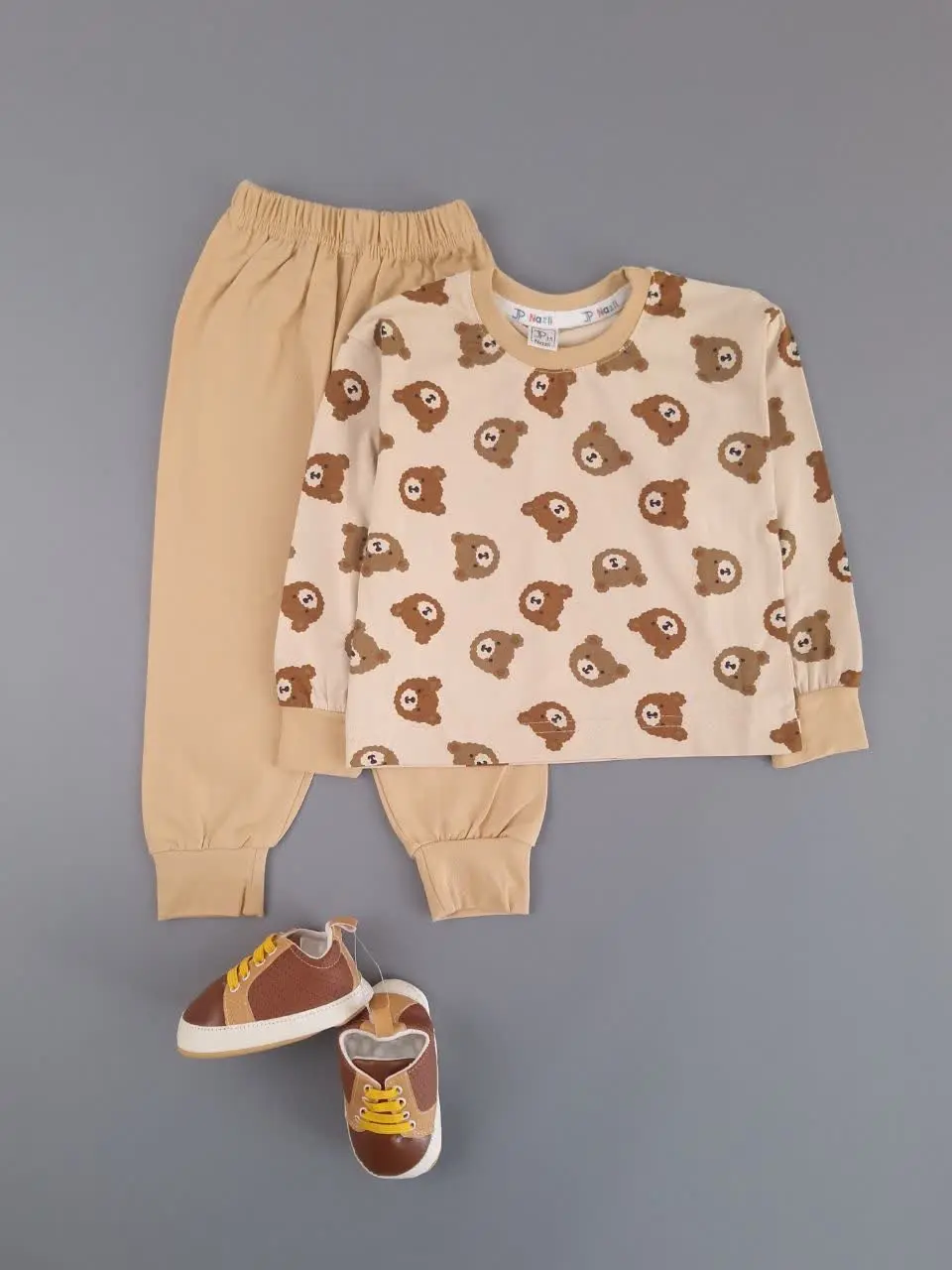 بلوز شلوار کرم تمام چاپ تدی 🐻